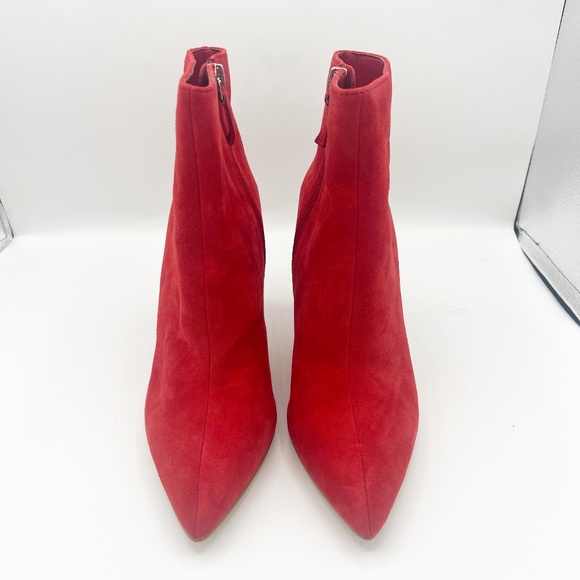 Leith Macee Holiday Red Suede Leather Boots Booties Heels Size 8M - Picture 1 of 7